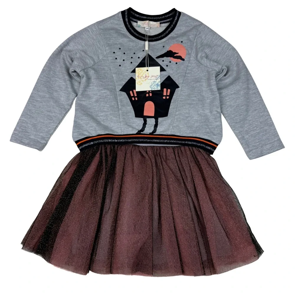 NEW Truly Me Halloween Girls Outfit Set Long Sleeve Sweatshirt and Tutu Dress 3T